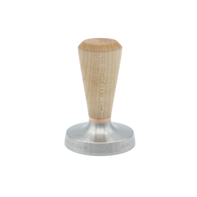 58.5mm tamper in maple and copper