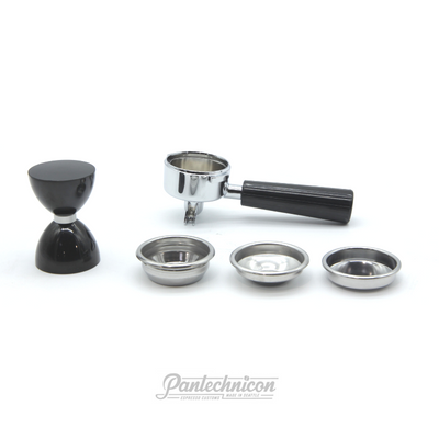 Layout of tamper, baskets, and portafilter handle for CC1