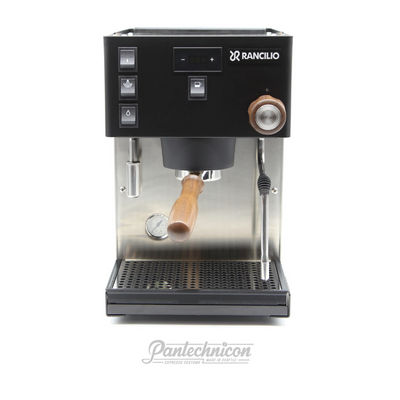 black rancilio pro x with walnut custom kit