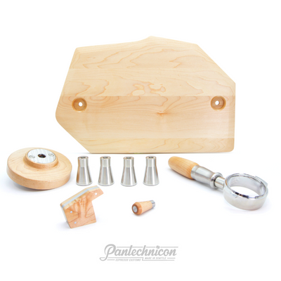 GS3 MP upgrade kit in maple, chopped portafilter, tall legs