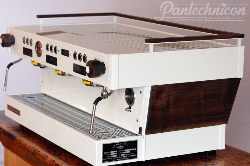 front view custom linea pb in walnut and white