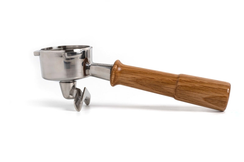 54 mm breville portafilter handle with double spout in white oak