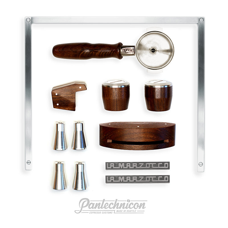 layout of complete custom kit for linea mini in walnut