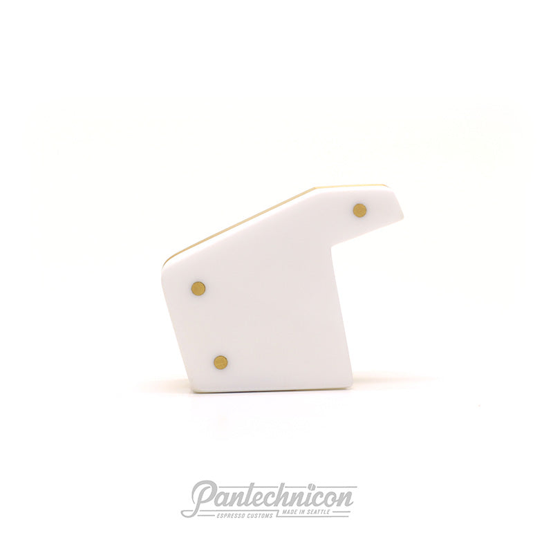 white and brass brew paddle for la marzocco