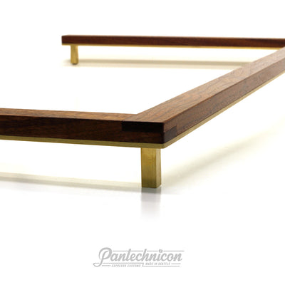 custom walnut and brass cup rail for linea pb