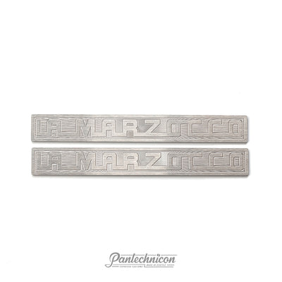 La Marzocco sunburst logo badge in stainless steel