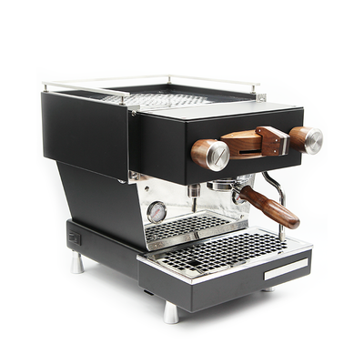 black la marzocco linea mini with walnut custom fittings