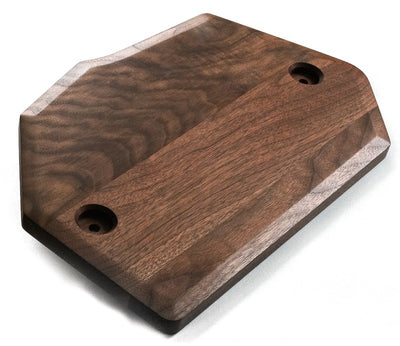 3/4  view of custom walnut side panel for la marzocco gs3