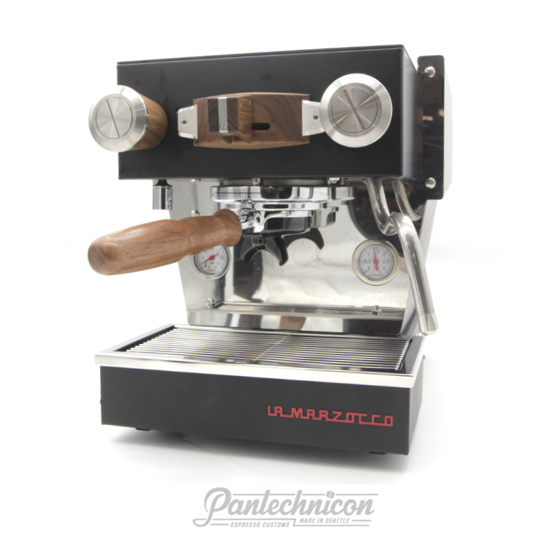 Black Linea Micra with walnut and steel custom kit