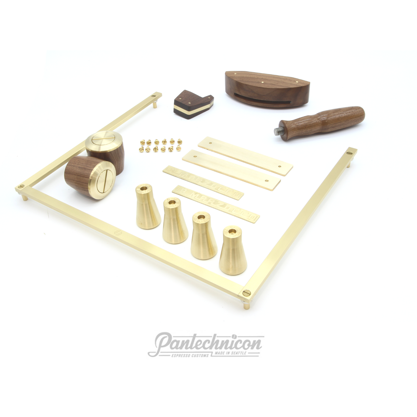 complete kit for linea mini in brass and walnut, tall legs, handle only