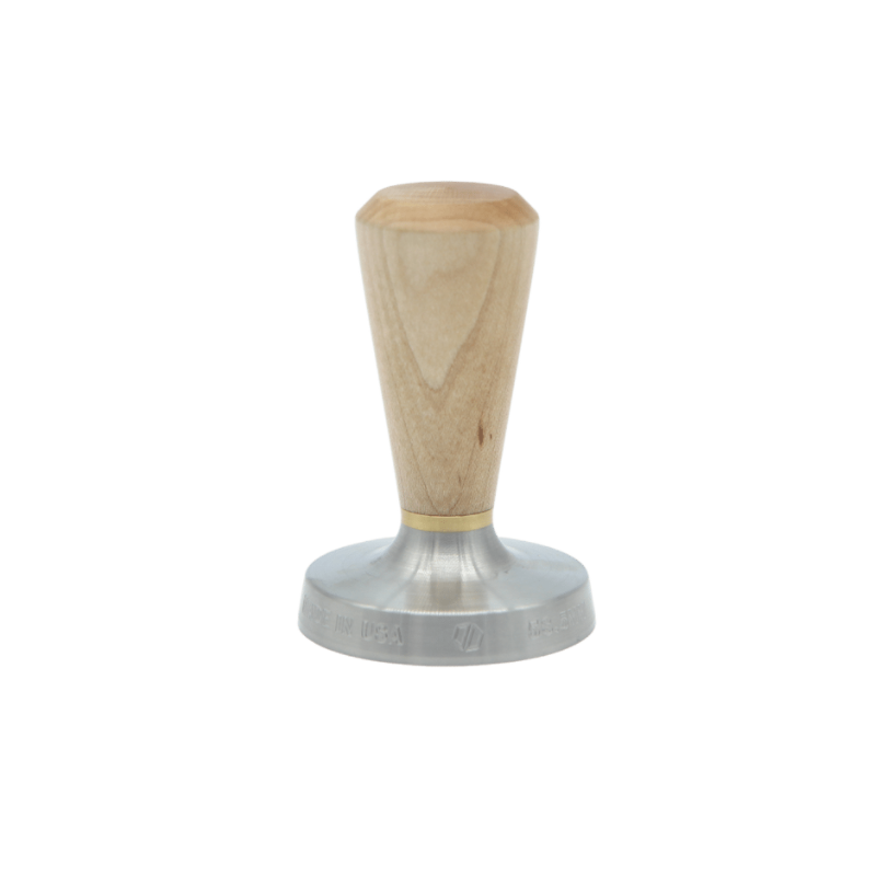 58.5mm tamper in maple and brass