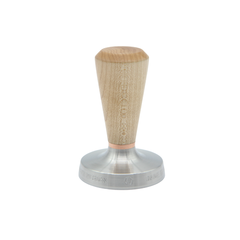 58.5mm tamper in maple and copper