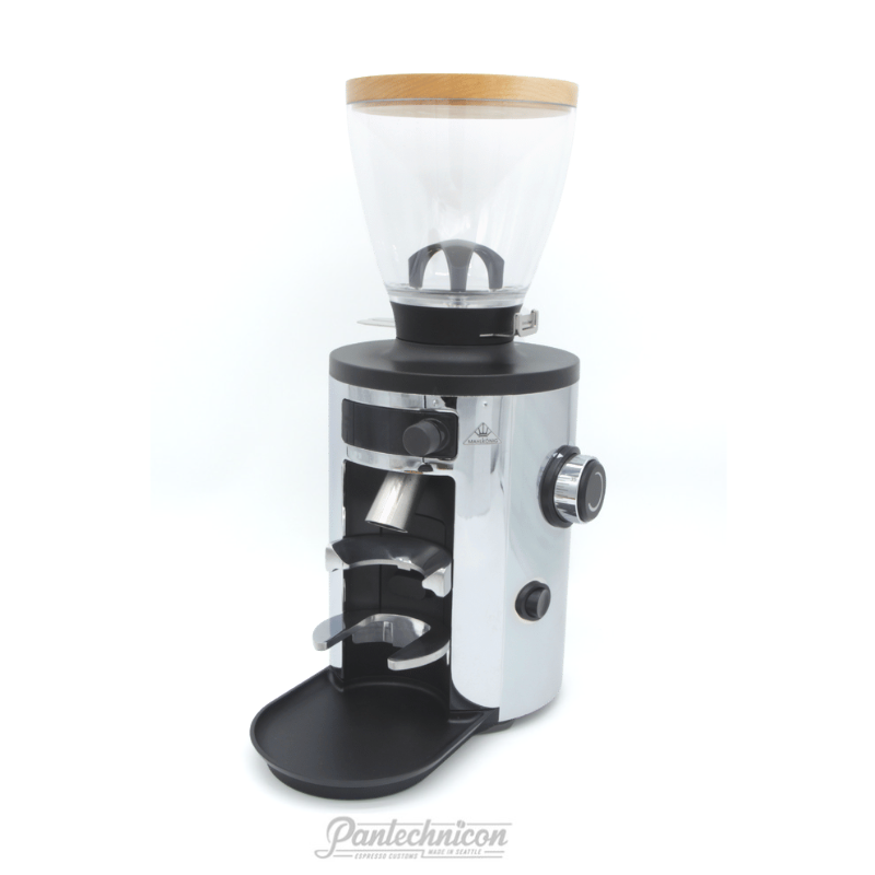 x54 grinder in chrome with maple lid on 500g hopper
