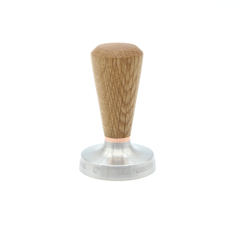 53.5mm tamper in american white oak and copper