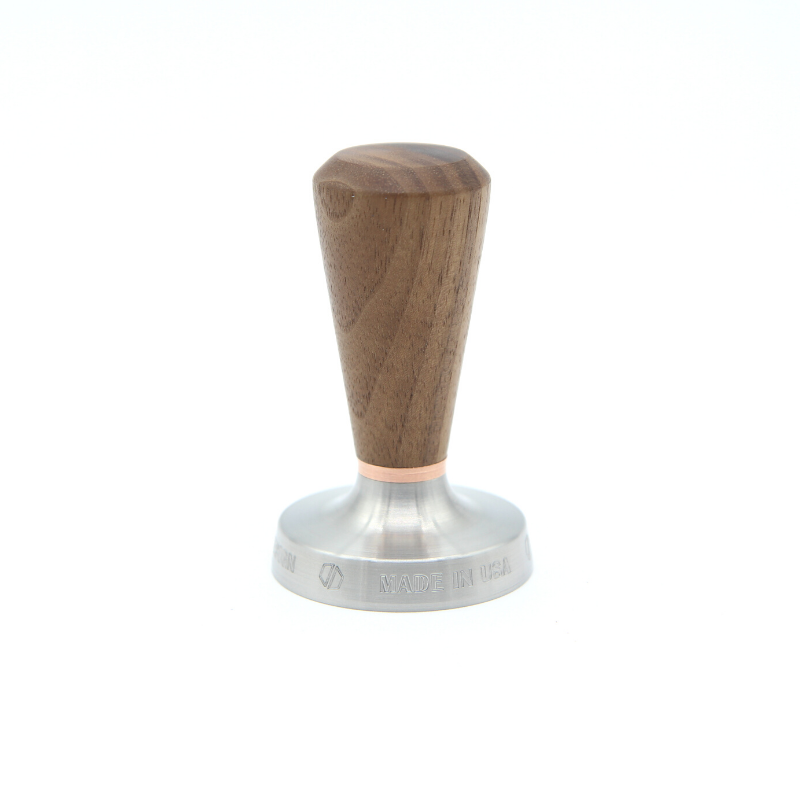 53.5mm tamper in black walnut and copper